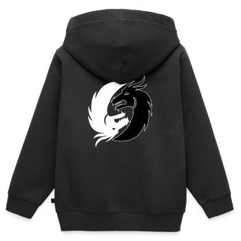 Dragon noir et blanc Yin Yang Harmony Taoism - Sweat Premium à capuche zippé enfant bio - noir - Dos - AI Model Kid Male (0cm)