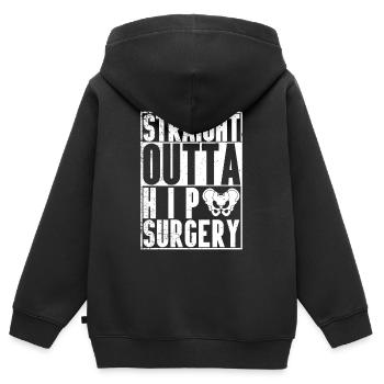 Opération de chirurgie de la hanche Chirurgie de la hanche droite - Sweat Premium à capuche zippé enfant bio - noir - Dos - AI Model Kid Male (0cm)