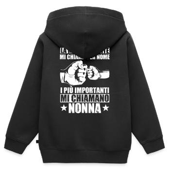 Nonna Nonnina Donna Anziana Nonne Bisnonna - Kinder Premium Organic Zip Hoodie - Schwarz - Hinten - AI Model Kid Male (0cm)
