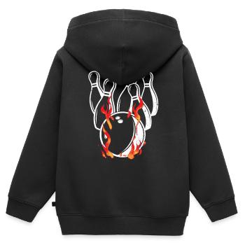 Boule de bowling de feu cadeau pour Bowling Bowler - Sweat Premium à capuche zippé enfant bio - noir - Dos - AI Model Kid Male (0cm)