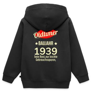 Oldtimer Baujahr 1939 Kein Rost Leicht Gebraucht - Kinder Premium Organic Zip Hoodie - Schwarz - Hinten - AI Model Kid Male (0cm)