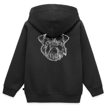 Brussels Griffon chien - Sweat Premium à capuche zippé enfant bio - noir - Dos - AI Model Kid Male (0cm)