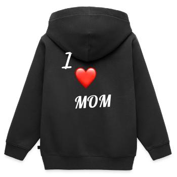 J’aime maman,i love mom, Mama, mamá, mamma - Sweat Premium à capuche zippé enfant bio - noir - Dos - AI Model Kid Male (0cm)