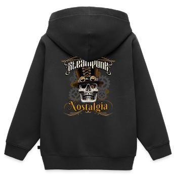 Steampunk nostalgia gentleman skull - Kids Premium Organic Zip-up Hoodie - black - Back - AI Model Kid Male (0cm)
