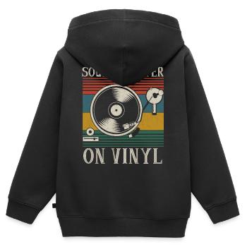 Sonne mieux sur un cadeau DJ Audiophile en vinyle - Sweat Premium à capuche zippé enfant bio - noir - Dos - AI Model Kid Male (0cm)