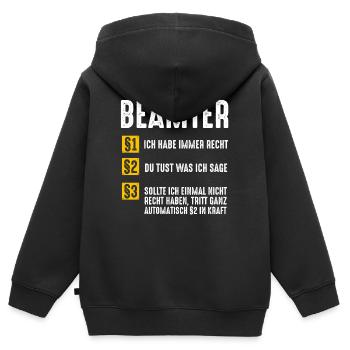 Beamter Beruf Geschenk - Kinder Premium Organic Zip Hoodie - Schwarz - Hinten - AI Model Kid Male (0cm)