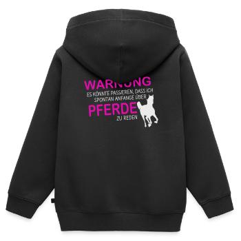 Lustiger Pferdespruch Reiten Pferde Ponys Geschenk - Kinder Premium Organic Zip Hoodie - Schwarz - Hinten - AI Model Kid Male (0cm)