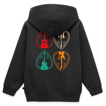 Vintage Guitar Pick Guitarist Gift - Kids Premium Organic Zip-up Hoodie - black - Back - AI Model Kid Male (0cm)