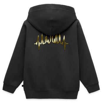 New York Skyline Herzschlag Herz USA Geschenk NY - Kinder Premium Organic Zip Hoodie - Schwarz - Hinten - AI Model Kid Male (0cm)