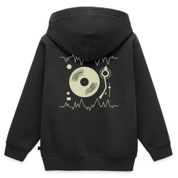 DJ Mischpult Herzschlag - Kinder Premium Organic Zip Hoodie - Schwarz - Hinten - AI Model Kid Male (0cm)