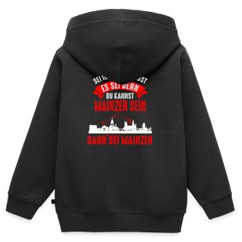 Mainz Skyline Mainzer Geschenk - Kinder Premium Organic Zip Hoodie - Schwarz - Hinten - AI Model Kid Male (0cm)