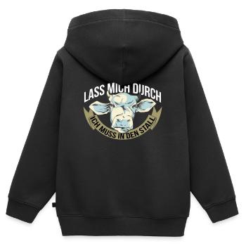 Ich muss in den Stall Rinderzüchter mit Viehzucht - Kinder Premium Organic Zip Hoodie - Schwarz - Hinten - AI Model Kid Male (0cm)