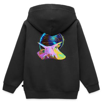 Splash Escargot - Sweat Premium à capuche zippé enfant bio - noir - Dos - AI Model Kid Male (0cm)
