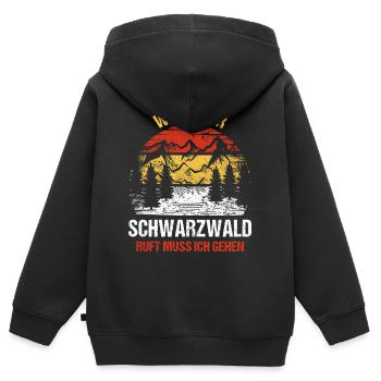 Schwarzwald Schwarzwälder Geschenk - Kinder Premium Organic Zip Hoodie - Schwarz - Hinten - AI Model Kid Male (0cm)
