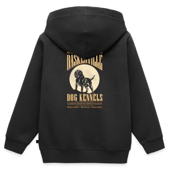 Baskerville Couleur - Sweat Premium à capuche zippé enfant bio - noir - Dos - AI Model Kid Male (0cm)