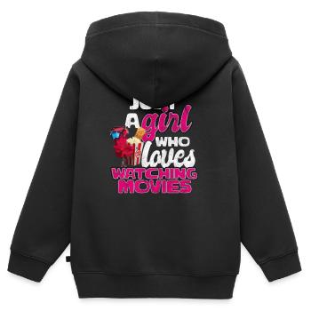Film - Kinder Premium Organic Zip Hoodie - Schwarz - Hinten - AI Model Kid Male (0cm)