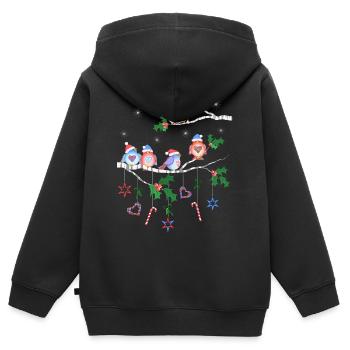 Vögel im Winter auf einem Ast Vogel - Kinder Premium Organic Zip Hoodie - Schwarz - Hinten - AI Model Kid Male (0cm)