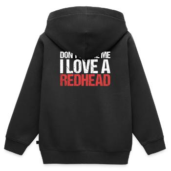 Ich liebe einen Rotschopf Rothaar Ingwer Rotschopf - Kinder Premium Organic Zip Hoodie - Schwarz - Hinten - AI Model Kid Male (0cm)