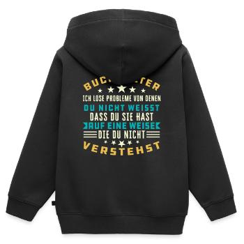 Buchhalter Buchhalter Buchhaltung - Kinder Premium Organic Zip Hoodie - Schwarz - Hinten - AI Model Kid Male (0cm)