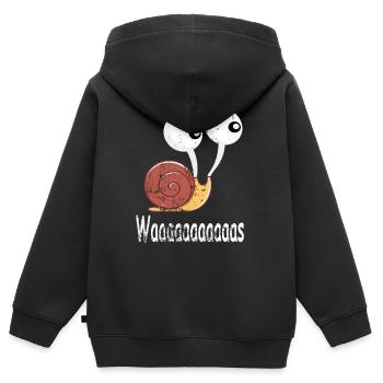 Schnecke Lustig Schneckenhaus große Augen Geschenk - Kinder Premium Organic Zip Hoodie - Schwarz - Hinten - AI Model Kid Male (0cm)