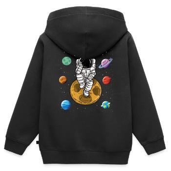 Planète astronaute - Sweat Premium à capuche zippé enfant bio - noir - Dos - AI Model Kid Male (0cm)