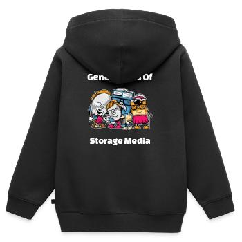Générations de supports de stockage 1643 - Sweat Premium à capuche zippé enfant bio - noir - Dos - AI Model Kid Male (0cm)