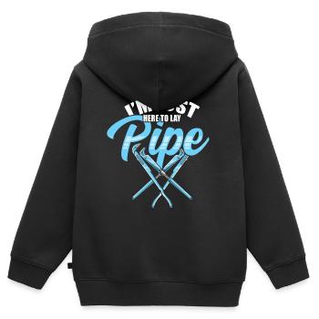 Klempner Sanitär Arbeit Rohr Geschenk - Kinder Premium Organic Zip Hoodie - Schwarz - Hinten - AI Model Kid Male (0cm)