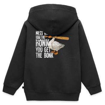 Dire drôle d'oie - Sweat Premium à capuche zippé enfant bio - noir - Dos - AI Model Kid Male (0cm)