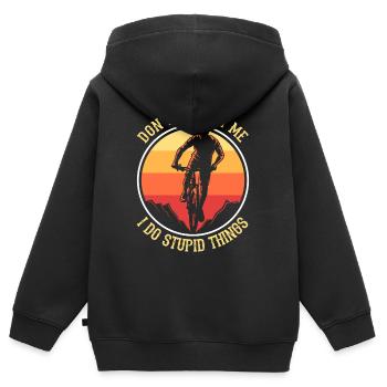 VTT Vélo Vélo Vélo VTT cadeau - Sweat Premium à capuche zippé enfant bio - noir - Dos - AI Model Kid Male (0cm)