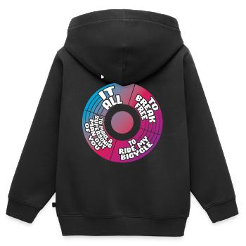 Musique rétro lyrique des années 80 - Je veux tout - Sweat Premium à capuche zippé enfant bio - noir - Dos - AI Model Kid Male (0cm)