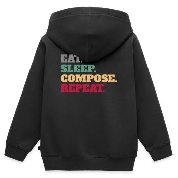 Eat Sleep Compose Reapeat Composer Cadeaux - Sweat Premium à capuche zippé enfant bio - noir - Dos - AI Model Kid Male (0cm)