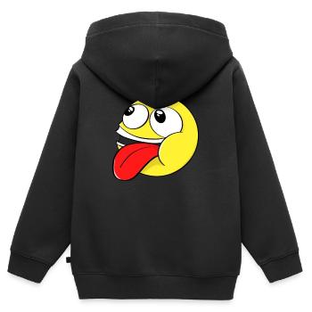 Smile Face Fun Smilies Cartoon Smilie Smile - Sweat Premium à capuche zippé enfant bio - noir - Dos - AI Model Kid Male (0cm)