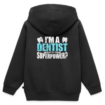Zahnarzt Zähne Dentist Zahnpasta Praxis Doktor - Kinder Premium Organic Zip Hoodie - Schwarz - Hinten - AI Model Kid Male (0cm)