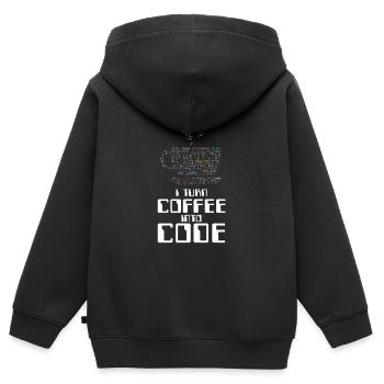 Ich verwandle Kaffee in Code-Codierer, der HTML-Geschenk codiert - Kinder Premium Organic Zip Hoodie - Schwarz - Hinten - AI Model Kid Male (0cm)