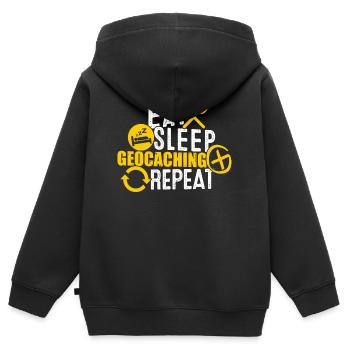 Géocache - Sweat Premium à capuche zippé enfant bio - noir - Dos - AI Model Kid Male (0cm)