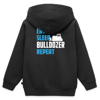 Manger. Dormir. Bulldozer. Répéter. - Sweat Premium à capuche zippé enfant bio - noir - Dos - AI Model Kid Male (0cm)