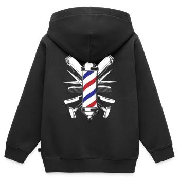 Salon de coiffure, salon de coiffure, coiffeur - Sweat Premium à capuche zippé enfant bio - noir - Dos - AI Model Kid Male (0cm)