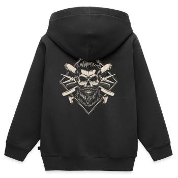 Salon de coiffure, salon de coiffure, coiffeur - Sweat Premium à capuche zippé enfant bio - noir - Dos - AI Model Kid Male (0cm)