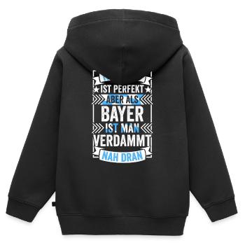 Bayer Bayern Bayerisch Bairisch Oberbayern München - Kinder Premium Organic Zip Hoodie - Schwarz - Hinten - AI Model Kid Male (0cm)