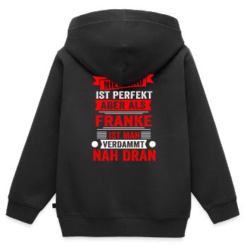 Perfekter Franke Fränkisch Franken Oberfranken Lus - Kinder Premium Organic Zip Hoodie - Schwarz - Hinten - AI Model Kid Male (0cm)