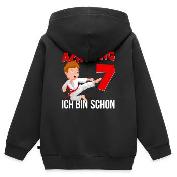 Karate zum 7. Geburtstag, 7 Jahre alt Kampfsport - Kinder Premium Organic Zip Hoodie - Schwarz - Hinten - AI Model Kid Male (0cm)