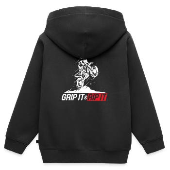 Grip It Rip It Motocross Moto Dirt Bike Cadeau - Sweat Premium à capuche zippé enfant bio - noir - Dos - AI Model Kid Male (0cm)