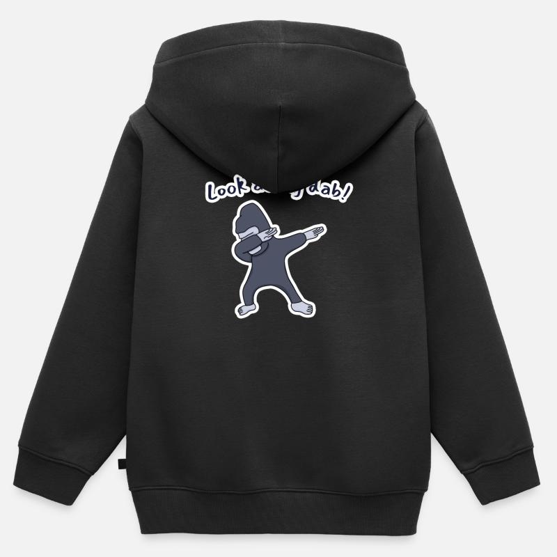 Regarde mon dab ! Gorille - Sweat Premium à capuche zippé enfant bio - noir