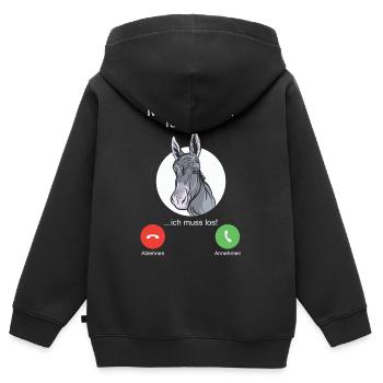 Esel ruft an I Handy Burro Muli Maultier Mama Papa - Kinder Premium Organic Zip Hoodie - Schwarz - Hinten - AI Model Kid Male (0cm)