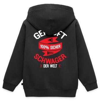 Schwager Geschenk - Kinder Premium Organic Zip Hoodie - Schwarz - Hinten - AI Model Kid Male (0cm)