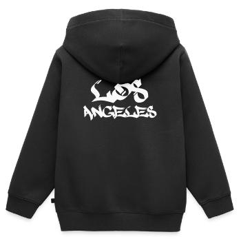 Los Angeles - Kinder Premium Organic Zip Hoodie - Schwarz - Hinten - AI Model Kid Male (0cm)