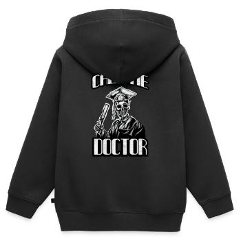 Promotion Geschenk Doktorhut lustiger Doktor - Kinder Premium Organic Zip Hoodie - Schwarz - Hinten - AI Model Kid Male (0cm)