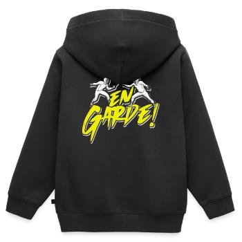Fechten Spruch Fechtmaske Duell Säbel Sport Kampf - Kinder Premium Organic Zip Hoodie - Schwarz - Hinten - AI Model Kid Male (0cm)