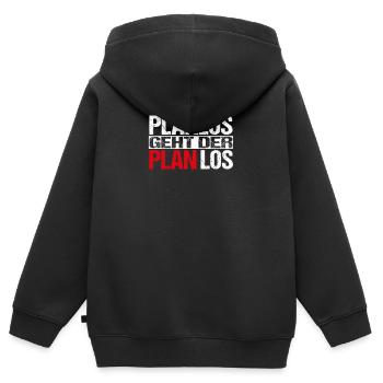 Planlos geht der Plan los - Kinder Premium Organic Zip Hoodie - Schwarz - Hinten - AI Model Kid Male (0cm)