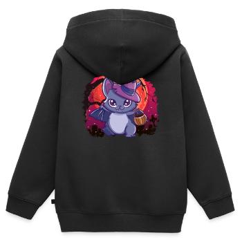Chauve-souris vampire douce.Joli motif d'Halloween - Sweat Premium à capuche zippé enfant bio - noir - Dos - AI Model Kid Male (0cm)